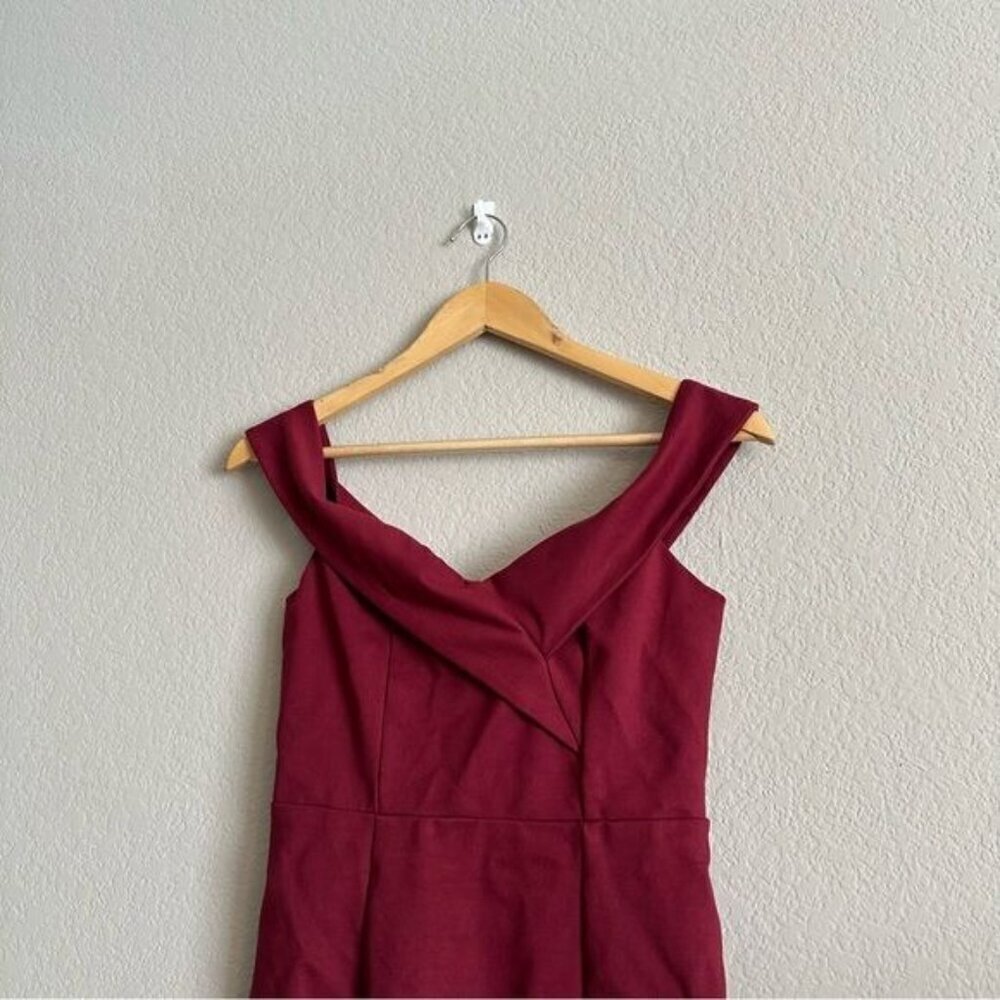 Lulu’s Classic Glam Burgundy Off-the-Shoulder Bodycon Dress Size Small - Picture 4 of 11